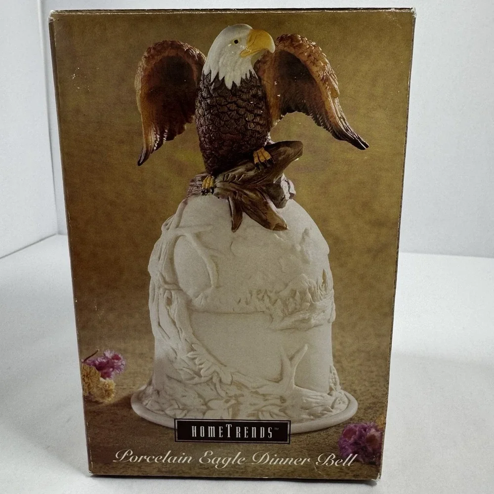 Vintage Porcelain Bald Eagle Collectable Dinner Bell New In Box